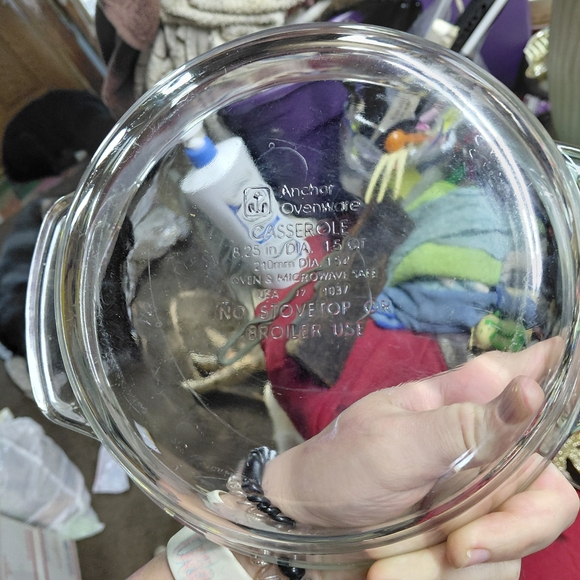 vintage Anchor Ovenware clear glass casserole dish 1.5qt - Picture 3 of 3